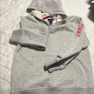 Tommy Hilfiger Kids Light Gray Hoodie with Red Accents NWOT